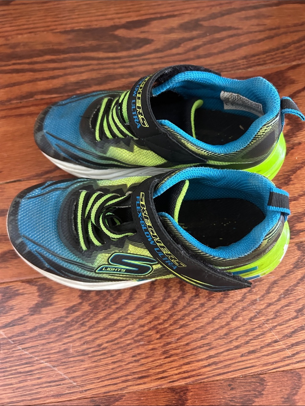 Skechers Kids Blue and Lime Light-Up Sneakers
